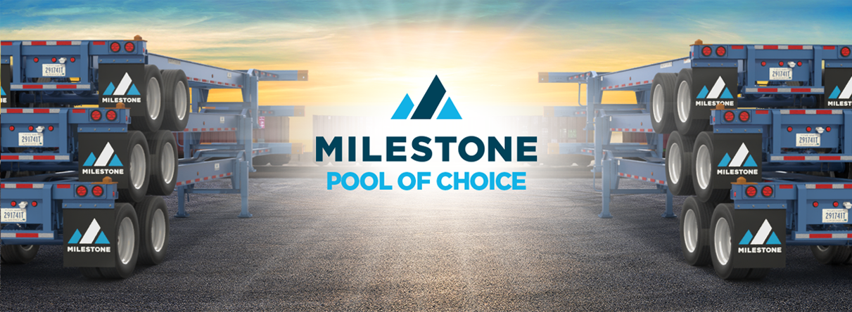 Container chassis equipment lined up at Milestone Pool of Choice in Kansas City for leasing needs